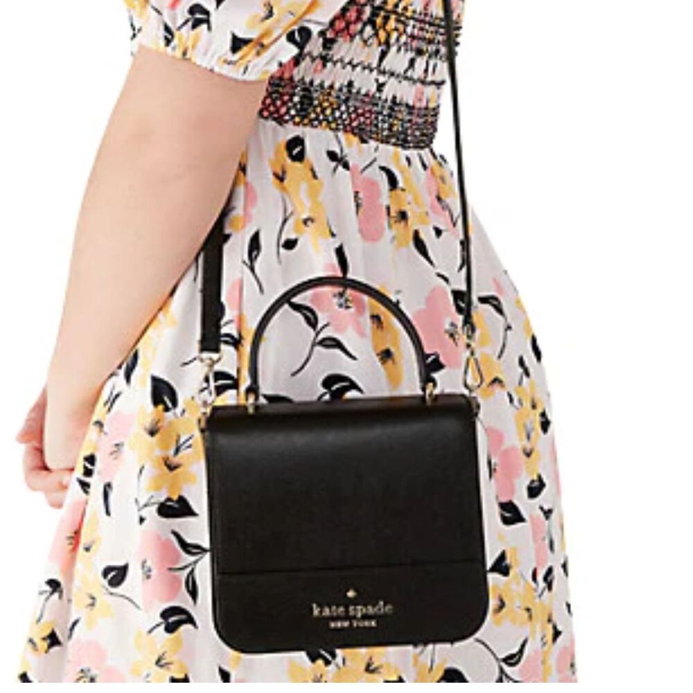Kate Spade New York Black Staci Square Crossbody Saffiano Leather - Picture 2 of 13
